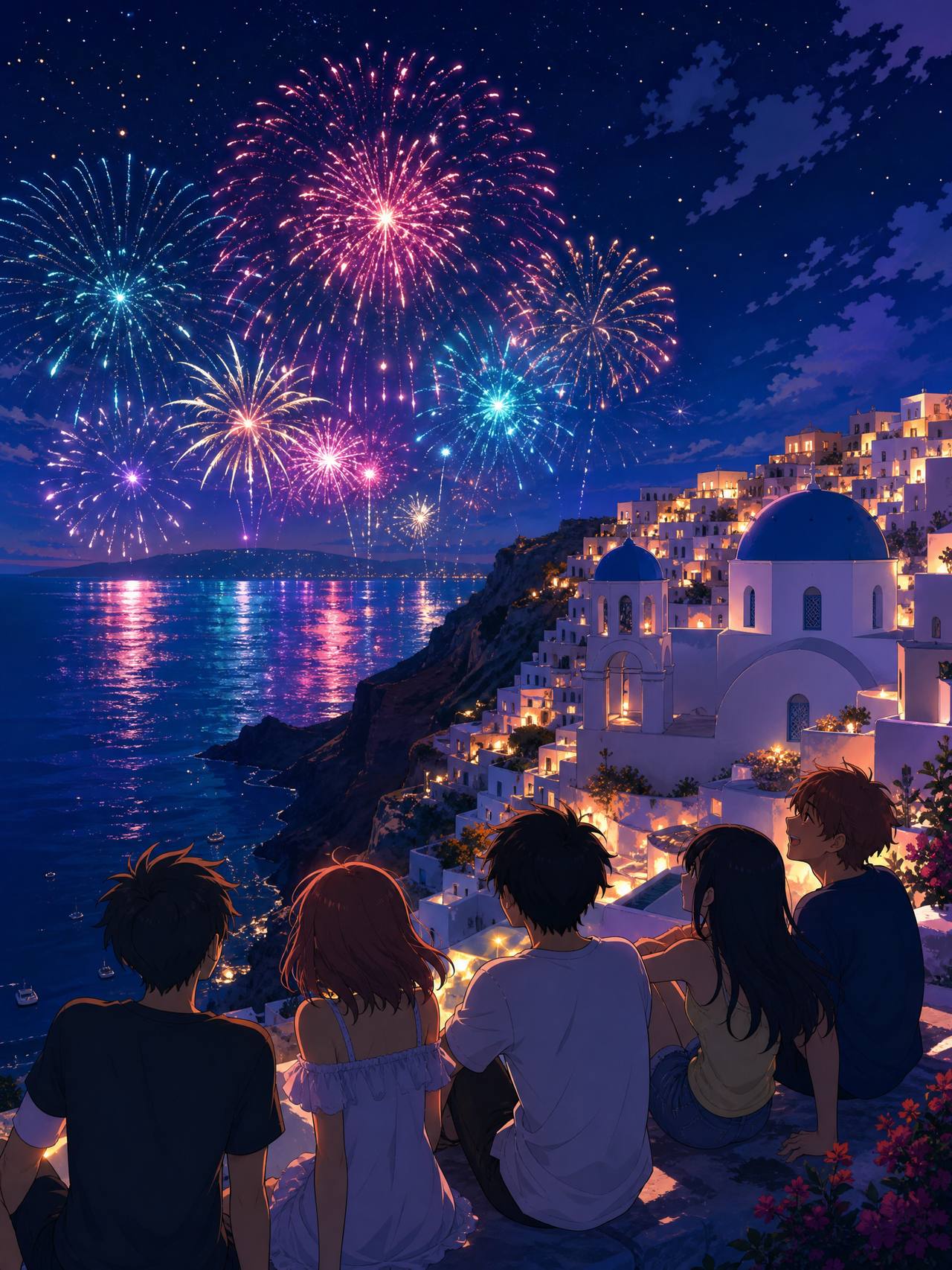 51视频教程动漫-烟花之夜AI场景动漫演示